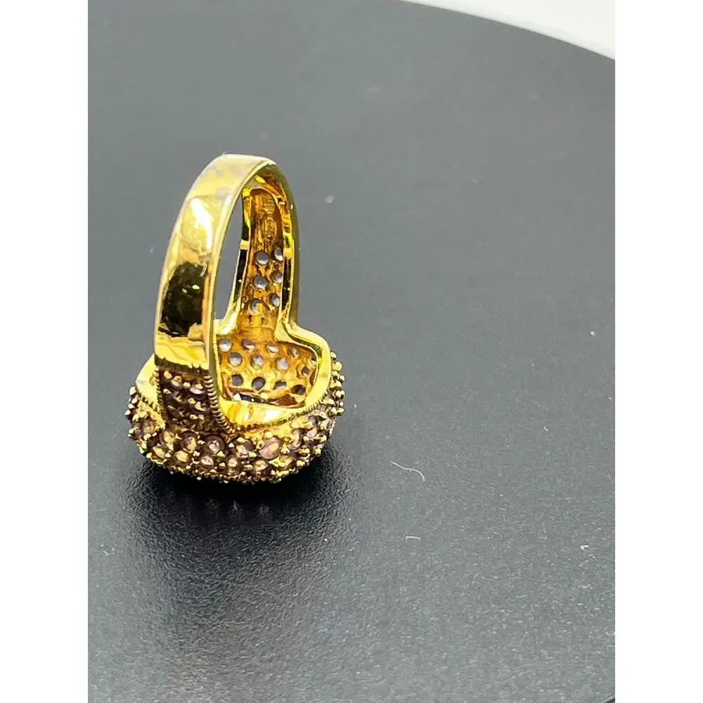 UTC Gold Plated Vermeil Sterling‎ Silver Cushion Cut Amethyst Cocktail Ring Sz 8